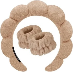 Set Diadema y Muñequeras Maquillaje Beige