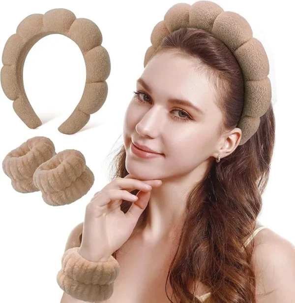 Set Diadema y Muñequeras Maquillaje Beige