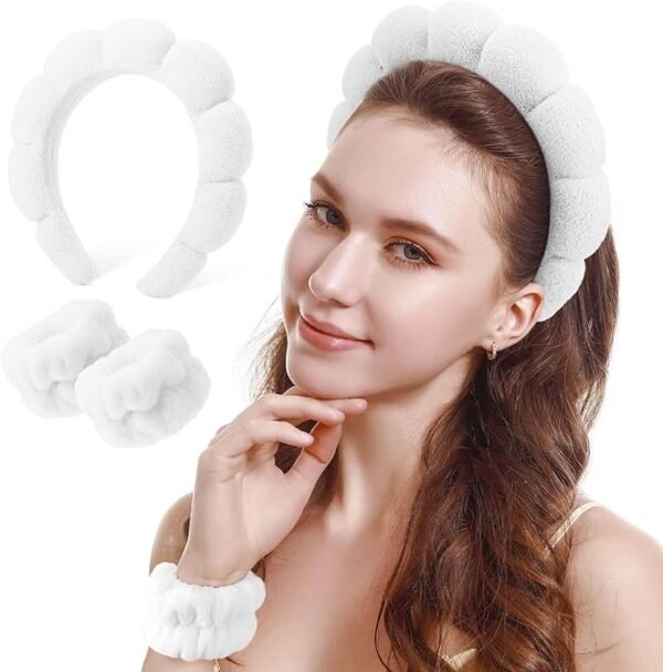 Set Diadema y Muñequeras Maquillaje Blanca