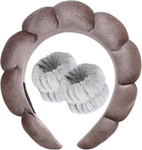 Set Diadema y Muñequeras Maquillaje Gris