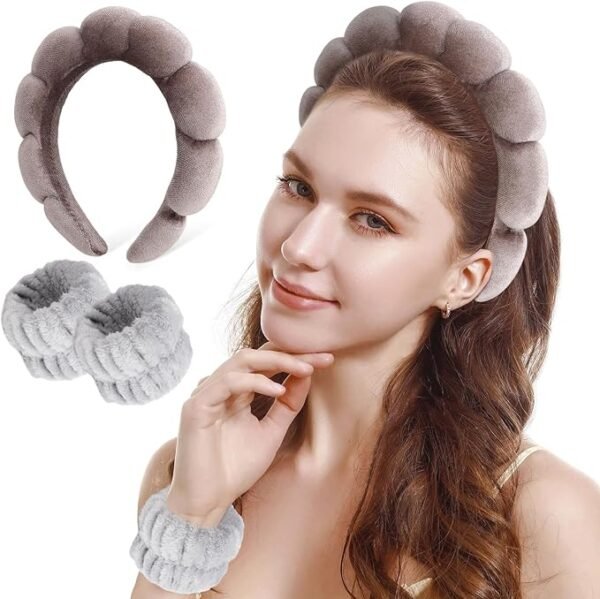 Set Diadema y Muñequeras Maquillaje Gris