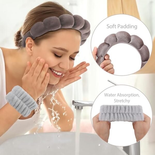 Set Diadema y Muñequeras Maquillaje Gris