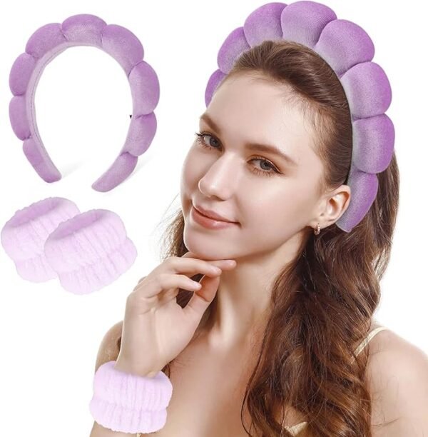 Set Diadema y Muñequeras Maquillaje Lila