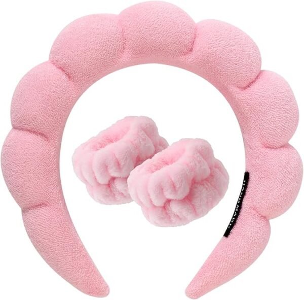 Set Diadema y Muñequeras Maquillaje Rosa Claro