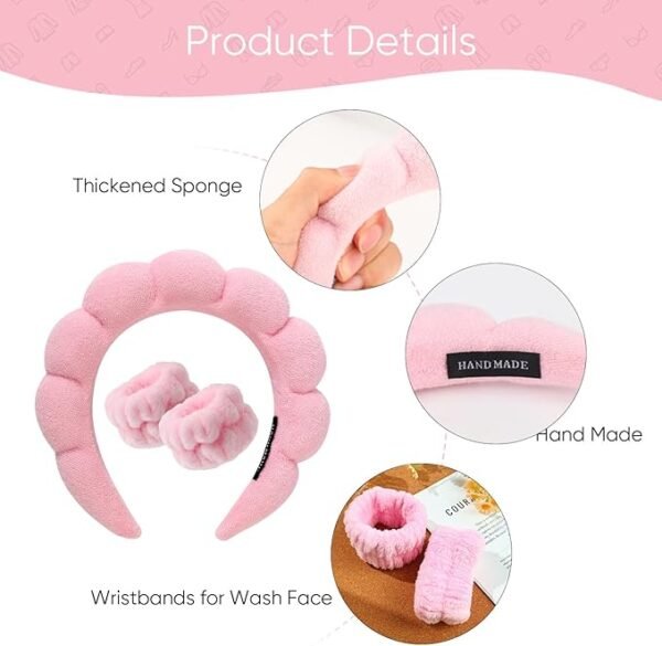 Set Diadema y Muñequeras Maquillaje Rosa Claro