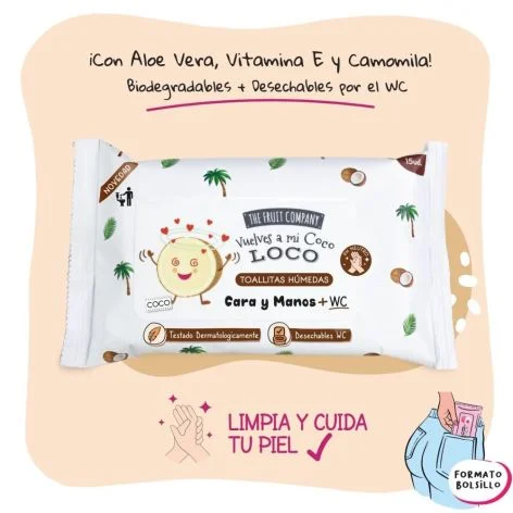 Toallitas Coco Manos Cara + WC 15UDS