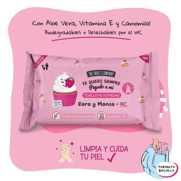 Toallitas Fresa Nata Manos Cara + WC 15UDS